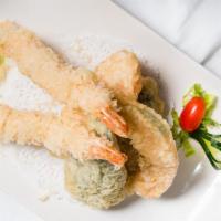 Shrimp Tempura App · Two pieces batter-fried shrimp and vegetable in tempura sauce.