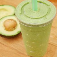 Avocado Bliss Smoothie · Avocado, spinach, pineapple, banana and apple juice.