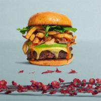 Fire A Fry Vegan Burger  · Seasoned vegan burger patty topped with fries, avocado, melted vegan cheese, caramelized oni...