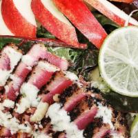 Seared Ahi Salad · Wasabi lime crema dressing w/ perfectly seared ahi from our local hawaiian waters . Its mout...