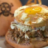 Big Kahuna · 3/4 pounds of slow-smoked pulled pork, with coleslaw on a guava passion fruit, topped with a...