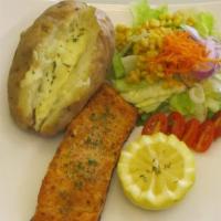 Grilled Salmon Fillet Lunch · Fresh Salmon fillet grilled.