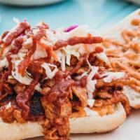 Pulled Pork · House-marinated vegan pulled pork, rainbow coleslaw with house bbq + house chipotle mayo sau...