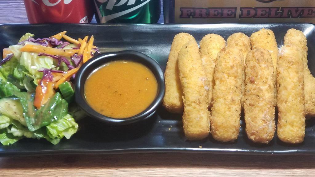 Mozzarella Cheese Sticks · Vegetarian. With Homemade Sauce. Comes with salad.