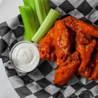 Buffalo Wings · Nine wings in your choice of signature sauce celery and Bleu cheese.