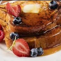 French Toast (3 Pcs) · French toast with cinnamon served with syrup.