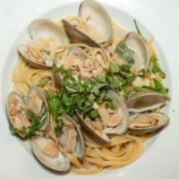 Linguine With Clam Sauce · Little neck clams served in a marinara plum tomato sauce or garlic and virgin olive oil broth.