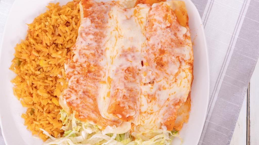 Emilio’S · Three corn enchiladas served with rice or beans, lettuce, and sour cream. Smothered in your choice of salsa verde, ranchera or salsa de enchilada.