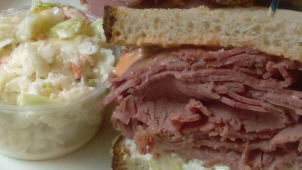Corned Beef Special · On rye with coleslaw and Russian dressing.