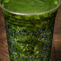 Green With Envy · Organic spinach, cucumber, mango, pinapple with coconut water and vanilla extract