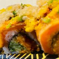 Crazy Salmon Roll · spicy salmon with avocado top with king salmon