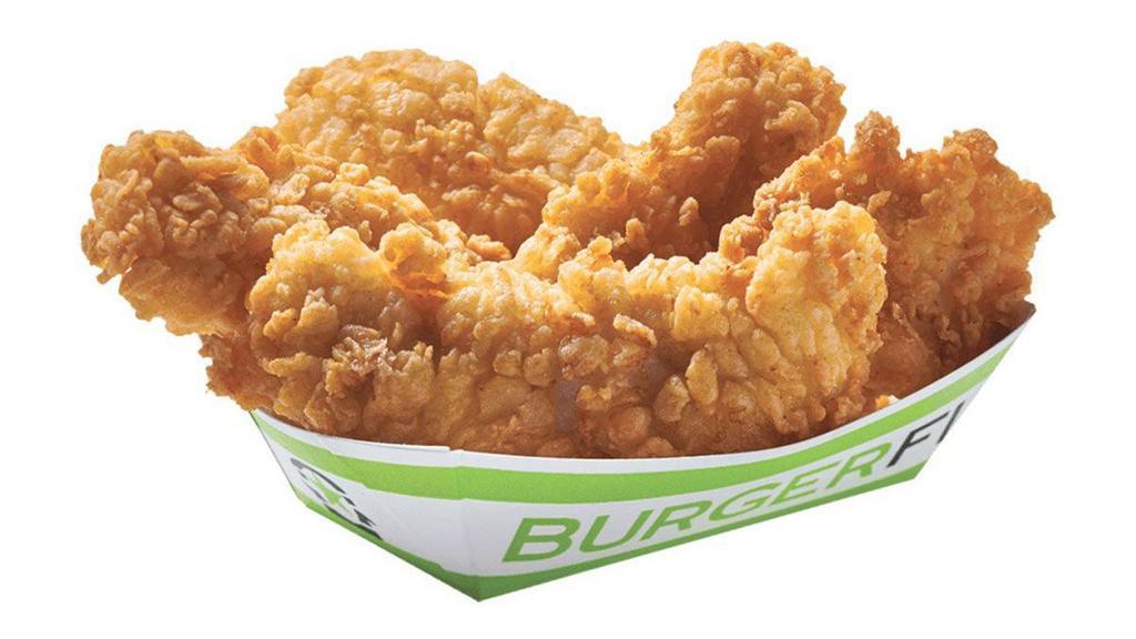 5 Fi'Ed Chicken Tenders · All-Natural, Cage-Free Chicken Breast Tenders Served with Your Choice of Dipping Sauce: BurgerFi Sauce, Bacon Jalapeño Ranch, Honey Mustard BBQ, Memphis Sweet BBQ or Garlic Aioli. (Cals 270-450)