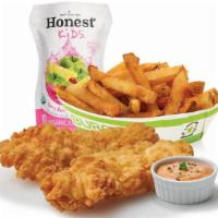 Kids Chicken Tenders Meal · All-Natural, Cage-Free Chicken Breast Tenders with Choice of Junior Fries or Natural Snack, ...