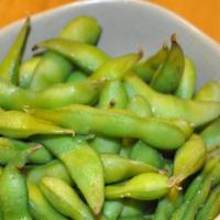Edamame · Lightly salted boiled soybeans in pods.