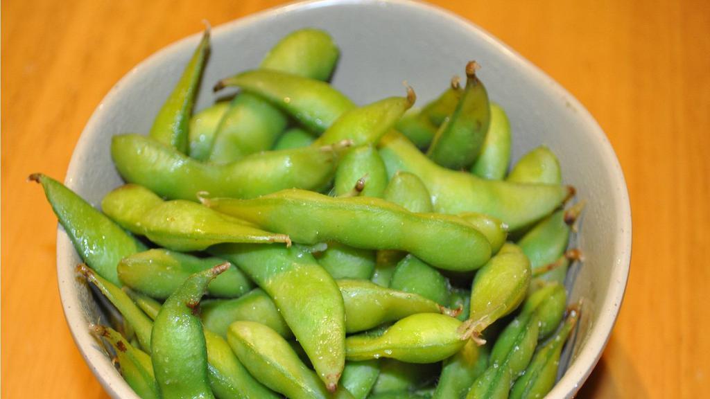 Edamame · Lightly salted boiled soybeans in pods.