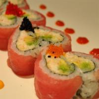 Sweet Heart Roll · Spicy tuna with crunch and tuna on top.