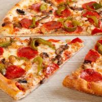 Mario’S Special Pizza · Pepperoni, Sausage, Mushrooms, Green Peppers, Tomato Sauce & Mozzarella Cheese