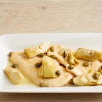 Chicken Piccata Entree · Sauteed Chicken, Capers & Artichokes in a White , Lemon & Butter Sauce with Your Choice of P...