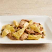 Veal Piccata Entree · Sauteed Veal, Capers & Artichokes in a White vine, Lemon & Butter Sauce with Your Choice of ...