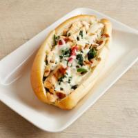 Grilled Chicken Toscano Hero · Grilled Chicken, Broccoli Rabe, Roasted Red Peppers & Mozzarella Cheese
