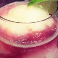 Sangrita · Frozen Margarita topped with Sangria. Comes in a sealed container, Must be 21 year old to pu...
