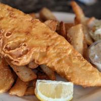 Yuengling Beer Battered Fish Fry · Atlantic Cod dredged in a Yuengling beer batter and fried, served with your choice of side, ...
