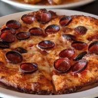 Bee Sting Personal Pizza · This personal pizza is topped with mozzarella, pepperoni and drizzled with our hot honey sau...