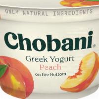 Peach Greek Yogurt · Thick and creamy Greek yogurt with peaches.