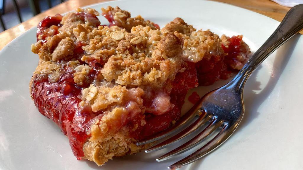 Cherry Crumb Pie · Home-style flaky butter crust, with our brown butter oat-streusel topping, made in-house daily.
