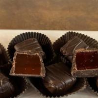 Dark Chocolate Rasberry Jellies-4Oz · Raspberry Jelly candied and covered in Dark Chocolate. 4oz bag per order.