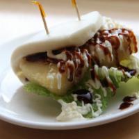 Tofu Bun · Steamed bun, lettuce, fried tofu, Japanese mayo, house made sauce