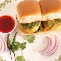 Vada Pav · Potatoes coated in chickpea flour fried and served with green and garlic sauces spread on br...