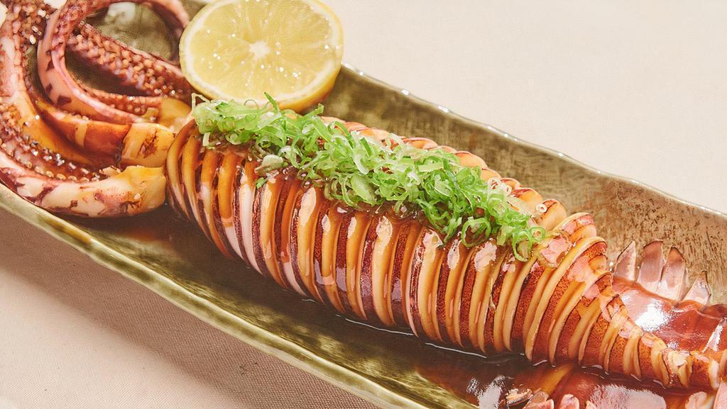 Ika Teriyaki · Grilled whole squid with teriyaki sauce.