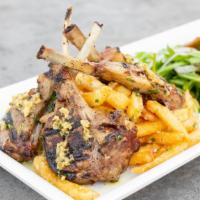 Agnello · New Zealand Lamb Chops, (Served With Parmesan Fries & House Salad)