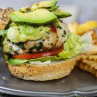 Turkey Burger · Mouthwatering Turkey Burger cooked to perfection. Served with a side of Potato chips, pickle...