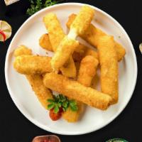 Mozzarella Sticks · (6 pieces) Mozzarella cheese sticks battered and fried until golden brown.