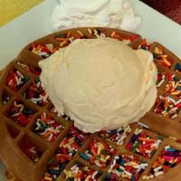 Funfetti Waffle · Even if it’s not your birthday, enjoy our Funfetti®-style waffle topped with rainbow sprinkl...