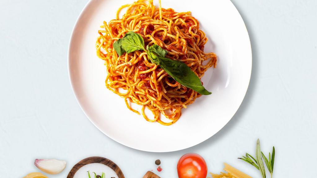 Aunt Marina'S Marinara Pasta (Spaghetti) · Fresh tomatoes, olive oil, and basil ground for marinara sauce cooked with spaghetti. Served with bread.