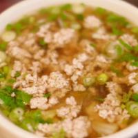 Minced Pork Soup · Gluten-free. Minced pork, Napa cabbage, and glass noodle in oxtail broth.