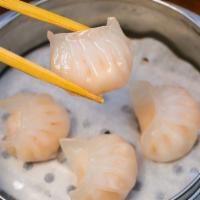 Steamed Shrimp Crystal Dumplings (4 Pieces)虾饺 · Hand crafted and steamed.