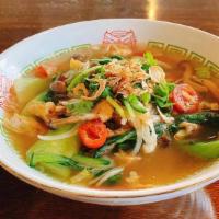 Mushroom Noodle Soup - Original · Fresh noodle with delicate original broth, topped with Shimeji mushroom, deep fried tofu, pl...