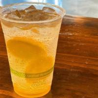 Sparkling Honey Lemonade · Fresh lemon slice, honey, sparkling water