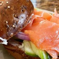 Sliced Lox & Cream Cheese · Center Nova lox and you choice of cream Cheese on a Bagel