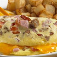 Meat Lover Omelette · Have it all. three eggs with Ham, Bacon, Sausage Pork Roll