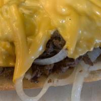 Roast Beef Talk · Thin roast beef, grilled onion, melted cheddar and horseradish sauce.