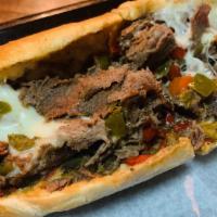 Pepper Steak Sandwich · Half pound of steak with sweet bell peppers and provolone.