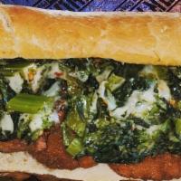 Broccoli Rabe Sandwich · Homemade broccoli rabe and provolone.