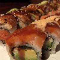 . Samurai Roll · Eel, avocado, masago, spicy mayonnaise rolled in salmon.