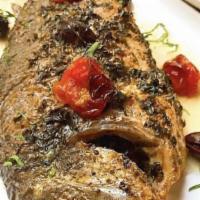 Roasted Whole Branzino · With Sauteed Spinach