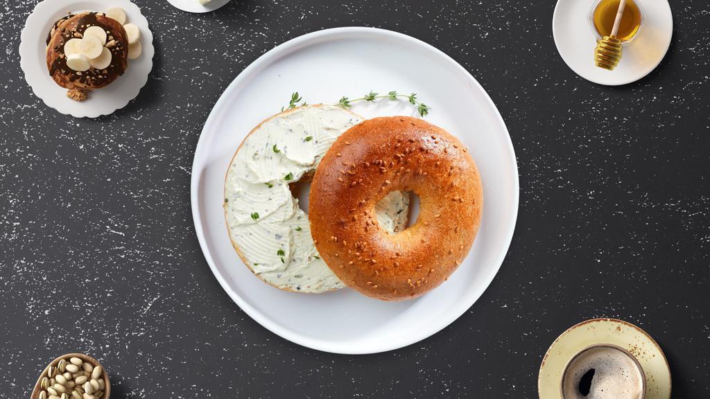 Bagel With Cream Cheese · Get a wholesome toasted bagel of your choice with our special cream cheese!
